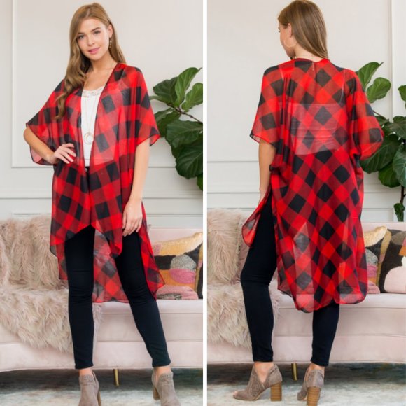 Accessories - Last one! Holiday Buffalo Check Kimono
